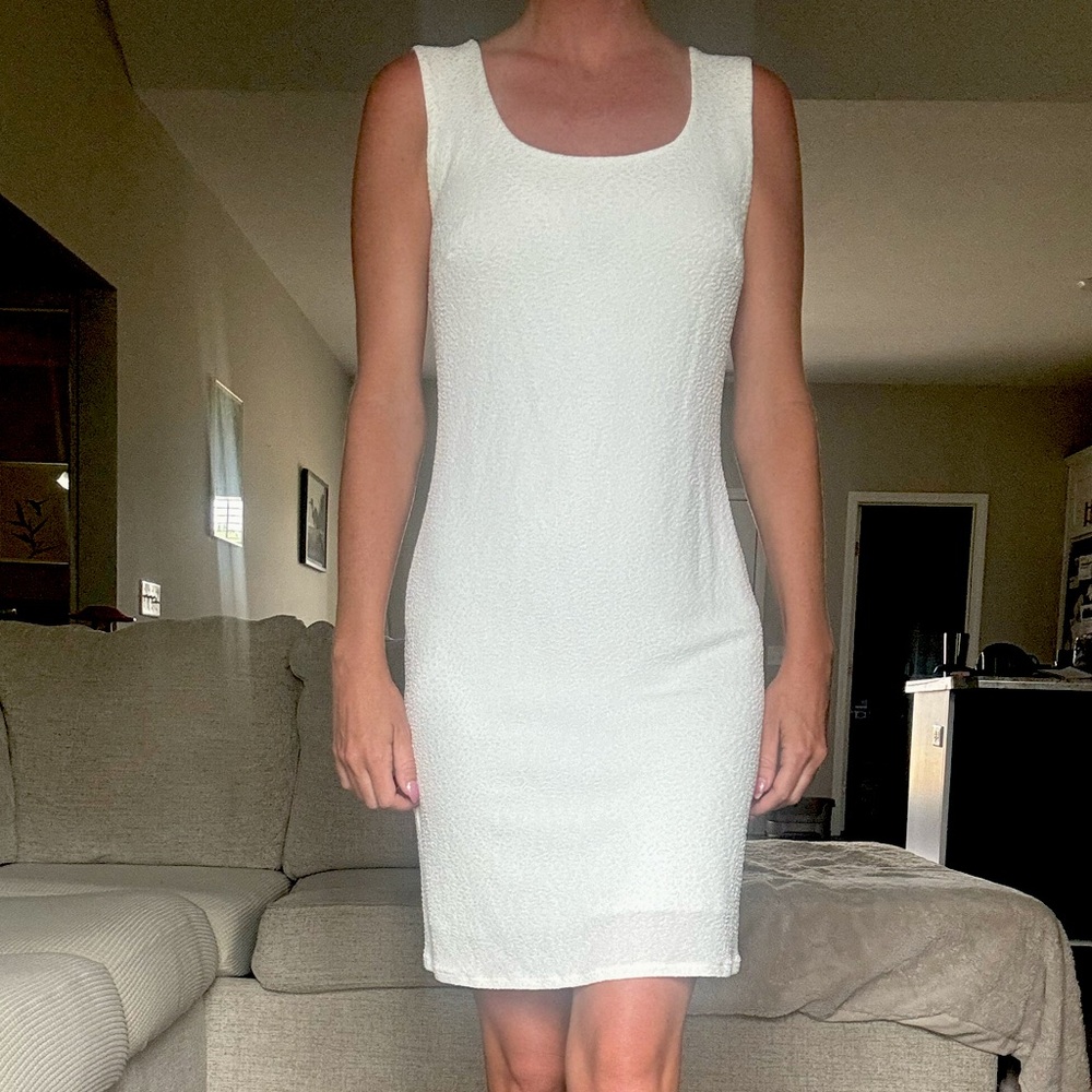 Eva Varro cream, sleeveless dress with matching long blazer